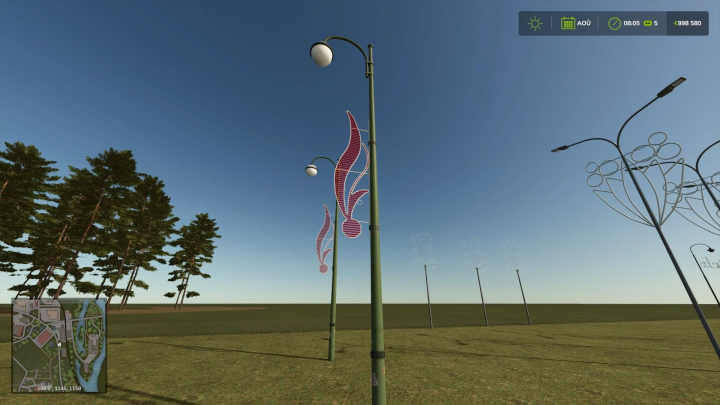 fs25-mods,  FS25 mod image showing Christmas lights and street lamps in Farming Simulator 25.