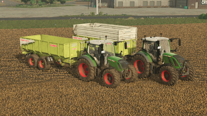 fs25-mods,  Farming Simulator 25 mods: Claas Carat trailers attached to tractors on a field.