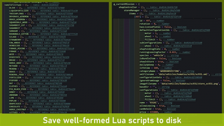 fs25-mods,  Developer PowerTools mod v1.0.0.0 for FS25 showing Lua scripts code.