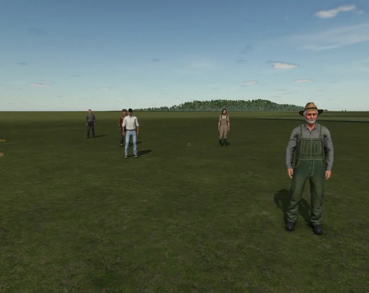 fs25-mods,  FS25 mods: Characters on an empty field in the Empty Standard Map (EU) TemplateMap v1.1.0.1.