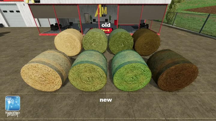 fs25-mods,  FS25 mod Forgotten Plants Ball Textures showing new and old bale textures.