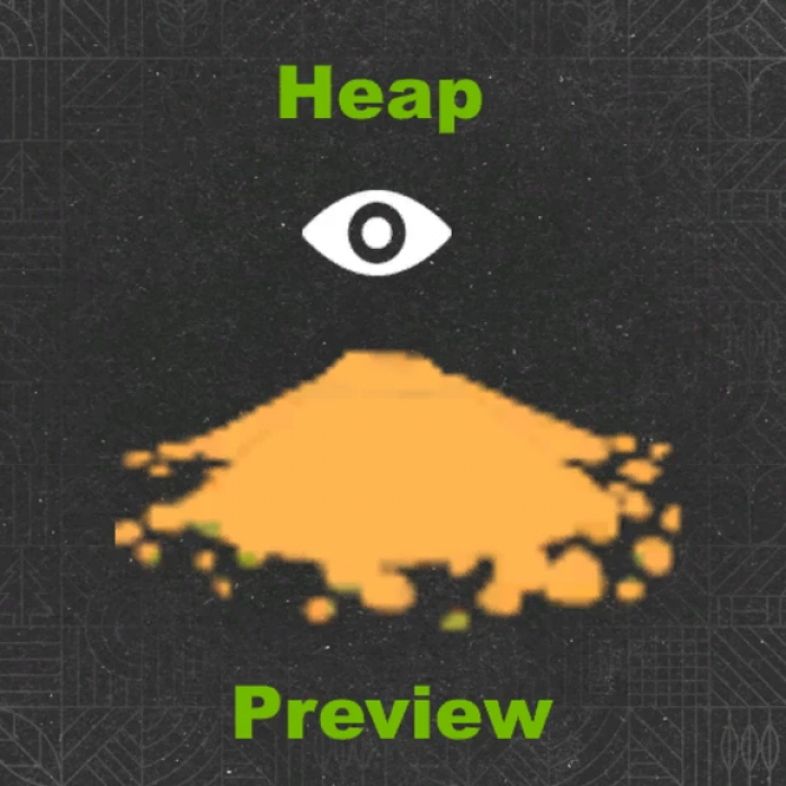 fs25-mods,  HeapPreview v1.0.0.0 mod icon for Farming Simulator 25, featuring an eye symbol over a heap of material.