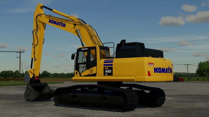 fs25-mods,  FS25 mod Komatsu PC490LC-10/11 excavator on a sunny day.