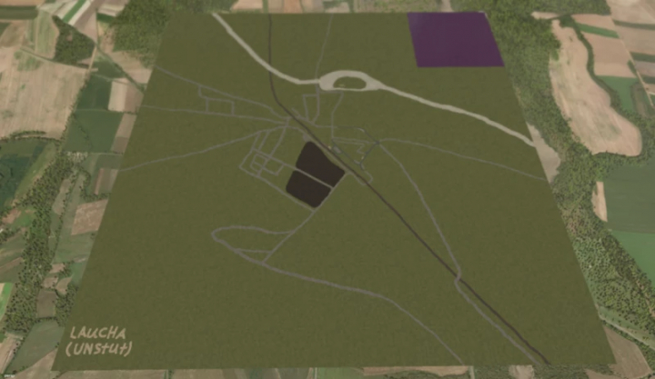 fs25-mods,  Map of Laucha (Unstrut) mod for FS25, featuring fields and roads. Ideal for Farming Simulator 25 mods.