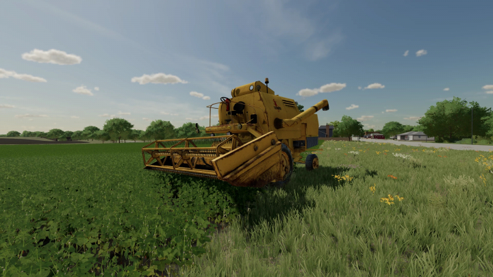 fs22-mods, Yellow Lizard 7210 combine harvester in a field, FS22 mod Farming Simulator 22.