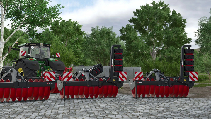 fs25-mods, FS25 mods, Saphir SW30 v1.0.0.0 displayed on a farm with a tractor, highlighting farming equipment in Farming Simulator 25.