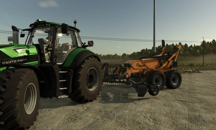 fs25-mods,  FS25 mod: Scorpio 550 with configuration V1.0.0.2 attached to a Deutz-Fahr tractor in Farming Simulator 25.