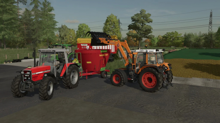 fs22-mods,  Stoll Frontloader GTA Xylon Pack v1.0.2.0 in FS22 mods with tractors and loader in a farming setting.