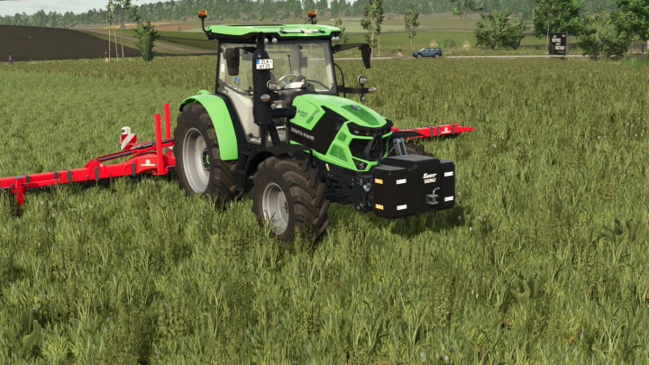 fs25-mods,  FS25 mod with tractor using Suer Weight Pack v1.0.0.0 on green field