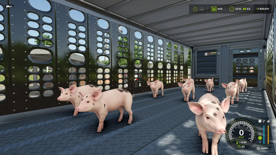 FS25 mods: Pigs inside animal transport trailer in Farming Simulator 25 mod Animal Transport v1.0.0.0.