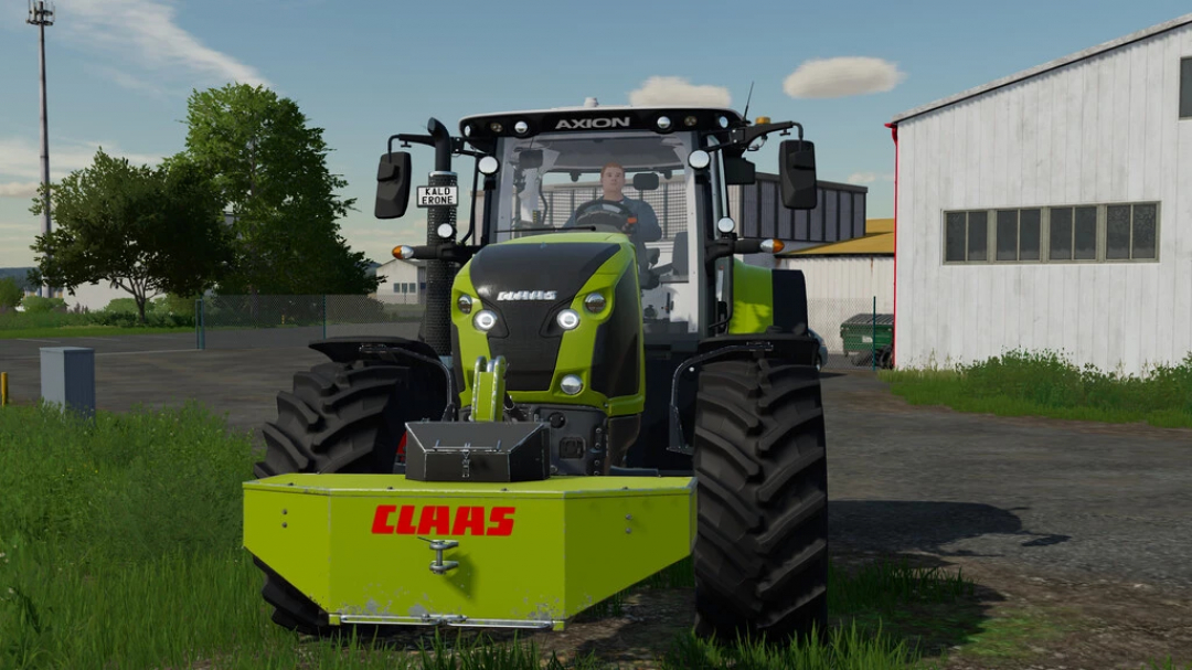 FS22 mod Avers-Agro Weight Pack v1.0.0.1 featuring a green Claas tractor with weight attachment on a farm.