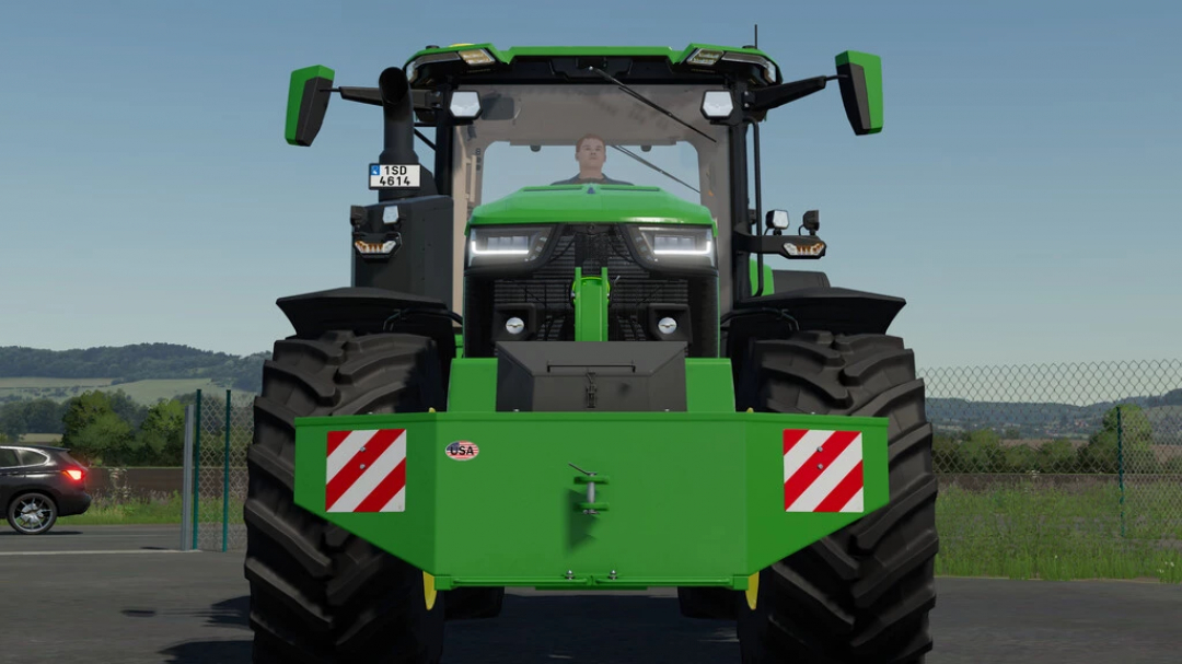 FS22 mod showing a green tractor equipped with Avers-Agro Weight Pack v1.0.0.1, enhancing stability in Farming Simulator 22.