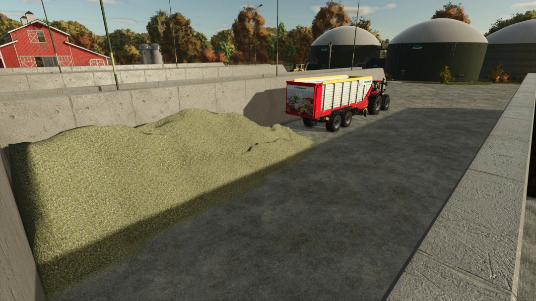 FS25 Bunker Silo Set Modular v1.0.0.0 with silage and trailer in Farming Simulator 25.