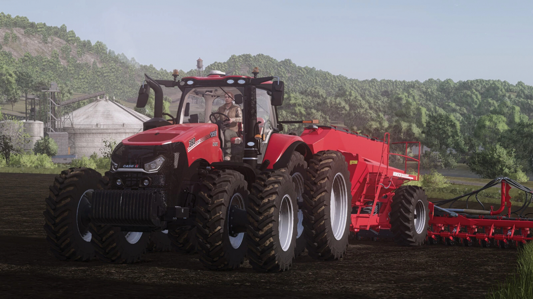 FS25 mod: Case IH AFS Connect Magnum in a field. Tractor features realistic details and is part of Farming Simulator 25.