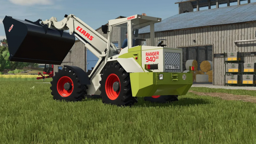 Claas Ranger GX940 mod in Farming Simulator 25 parked by barn.