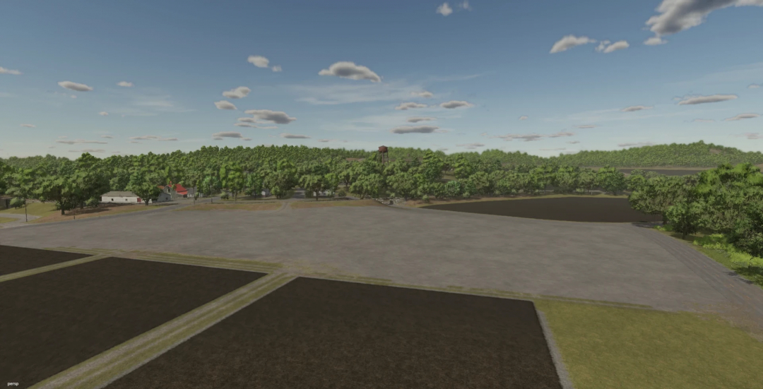 FS25 mod Coastals RBS US MAP V4.2.0.0 showing open fields and dense forest under a blue sky.