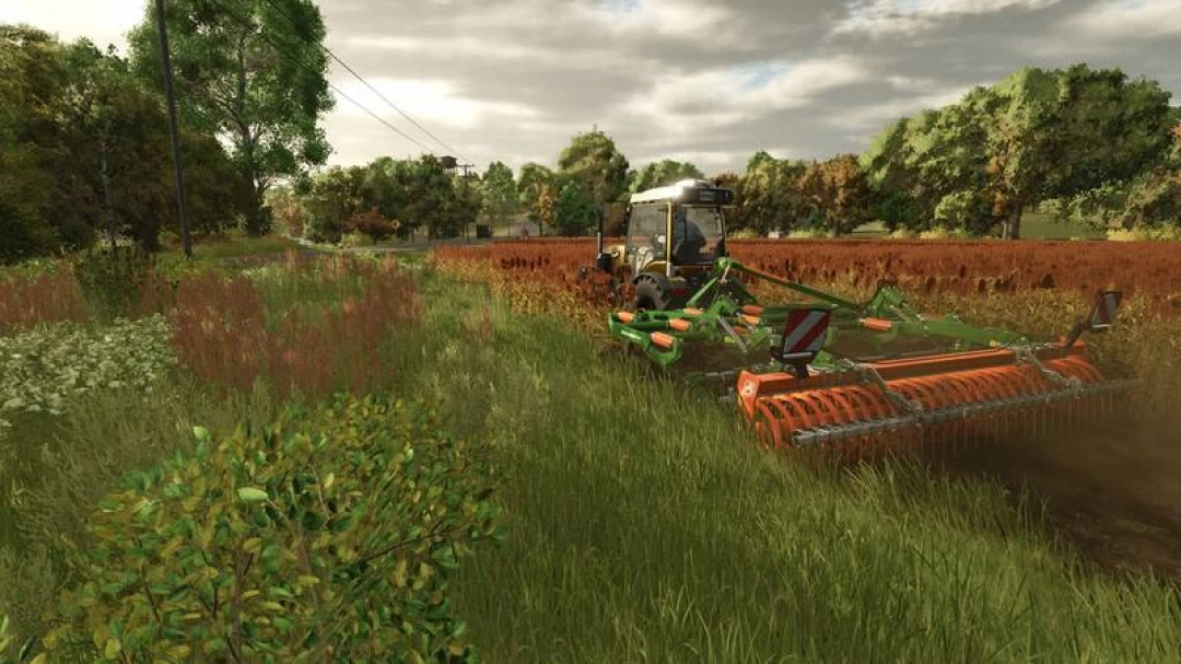 FS25 mod Fendt Vario 200 Edited V1.0.0.1 in a lush field setting.