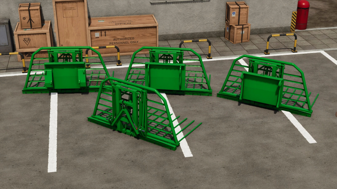 Image of Holaras Profi 260 v1.0.0.0 mod for FS25, showcasing green farming equipment attachments.