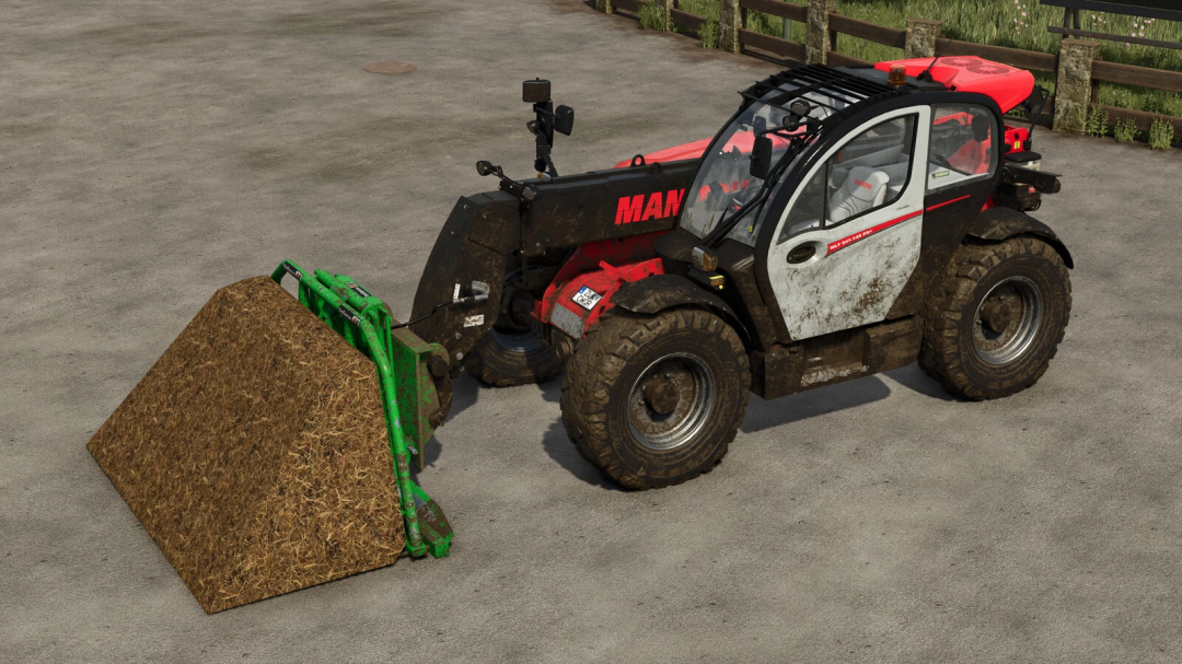 FS25 mod featuring Holaras Profi 260 v1.0.0.0, a telehandler equipped with a silage fork, visible on a farm surface.