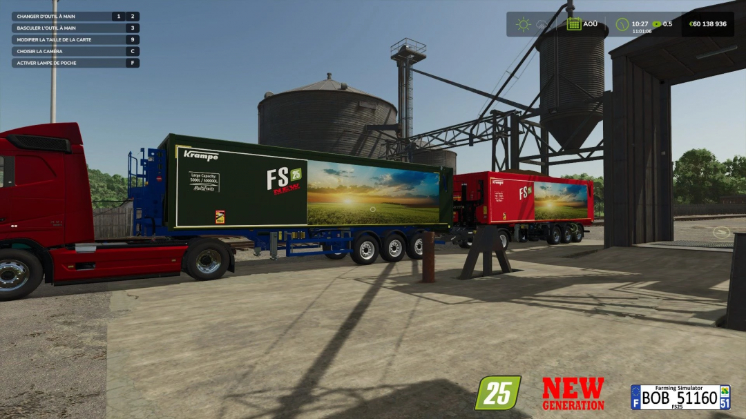 FS25 mod Krampe SKS 30 150 New Generation v1.0.0.1 trailer parked in farming simulator environment.