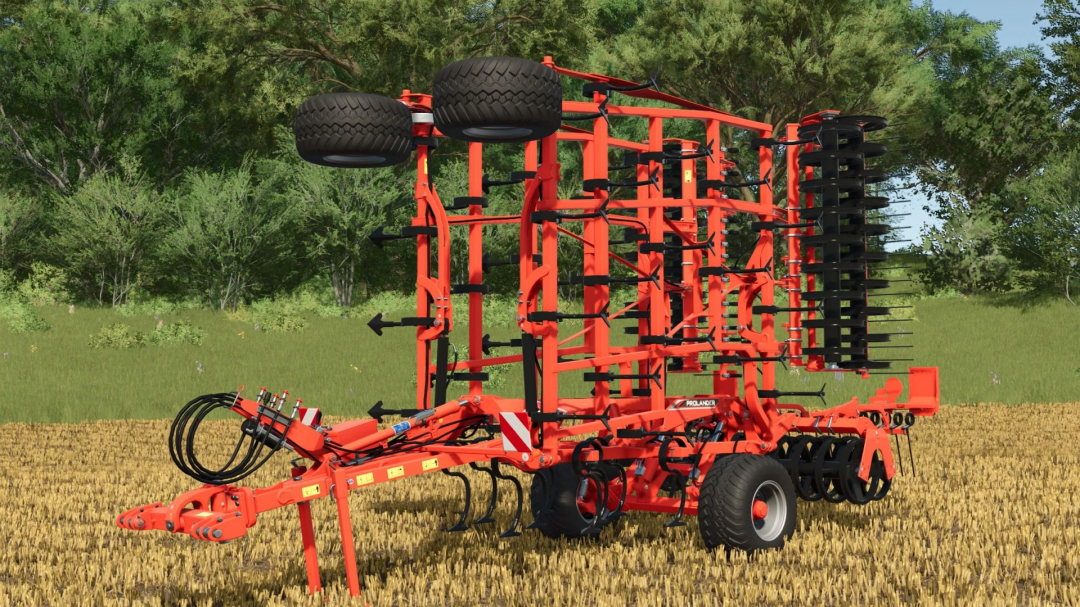 FS25 mod: Kuhn Prolander 7500 Plow v1.0.0.0 in a field in Farming Simulator 25.