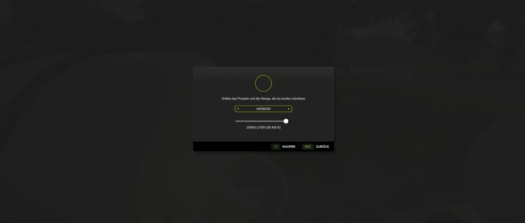 FS25 mod user interface for purchasing herbicide with quantity options.