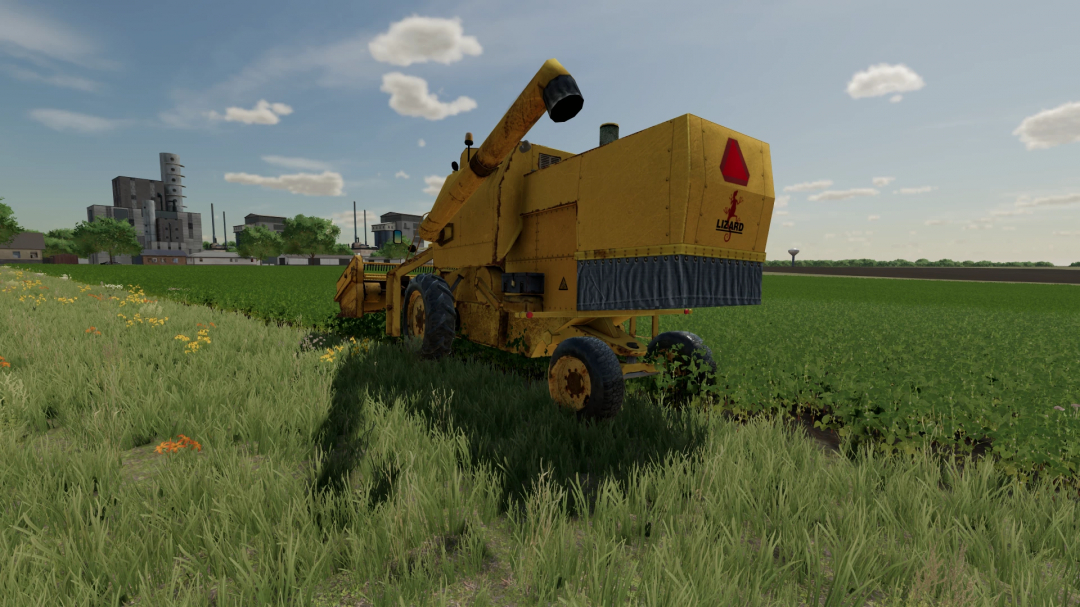 FS22 mod Lizard 7210 tractor in a field, detailed view, Farming Simulator 22.