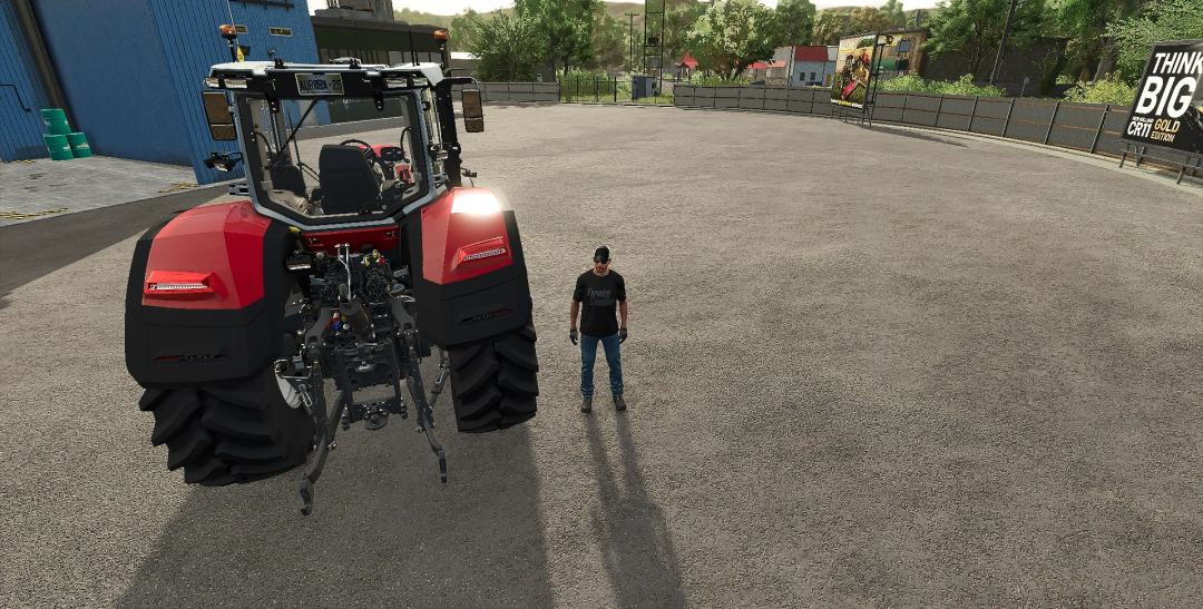 FS25 mods image showing the Massey 9S tractor and a character standing next to it in Farming Simulator 25.