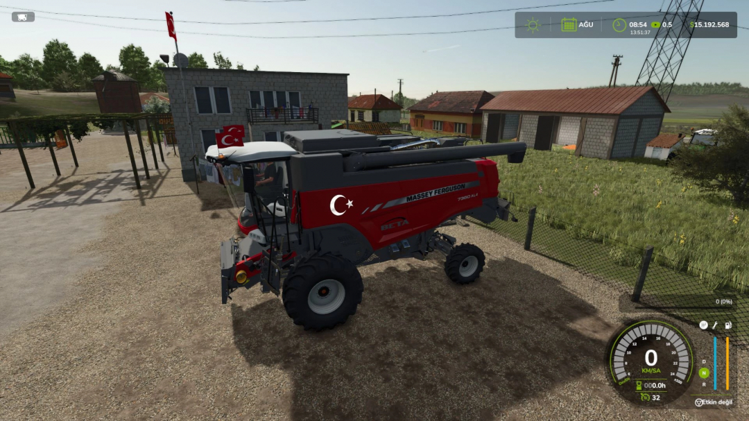 Massey Ferguson Beta 7360 harvester in yard, FS25 mods.