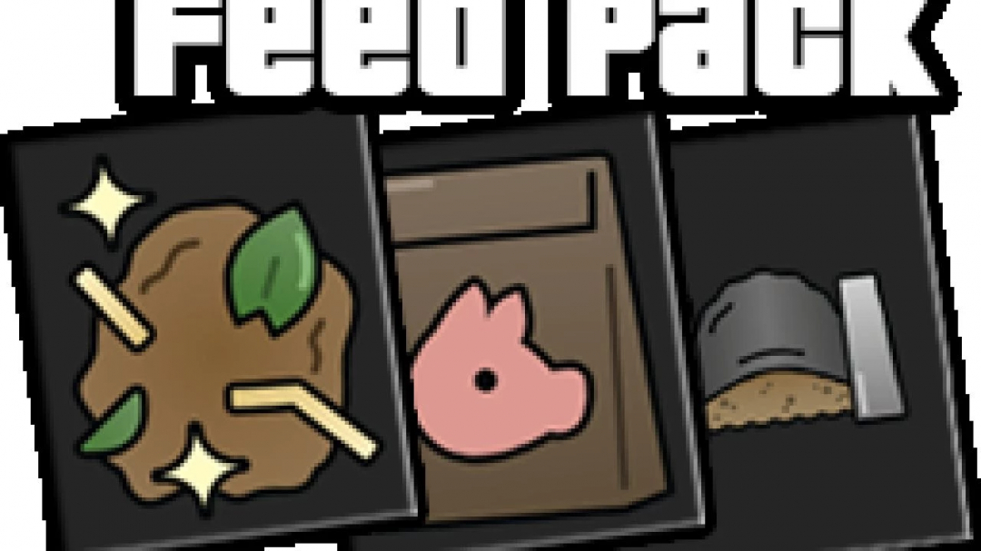 FS25 Real Feed Pack v1.1.0.0 mod icons showing diverse animal feed options.