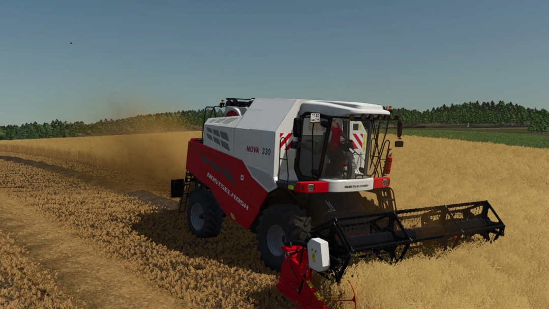 Rostselmash Nova 330 harvesting in FS25 mod, showcasing Farming Simulator 25 mod features.