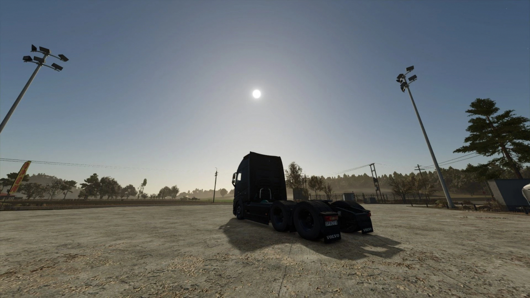 FS25 Volvo FH16 truck mod in open landscape, showcasing detailed vehicle design in Farming Simulator 25.