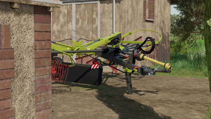 fs22-mods, Claas Liner 2700 mod in Farming Simulator 22 next to a building.