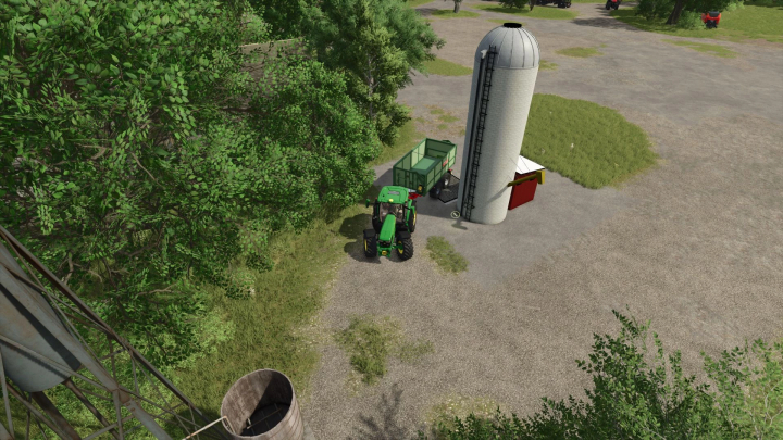 fs25-mods,  FS25 mod Concrete Stave v1.0.0.0 featuring a tractor near a concrete silo in Farming Simulator 25.