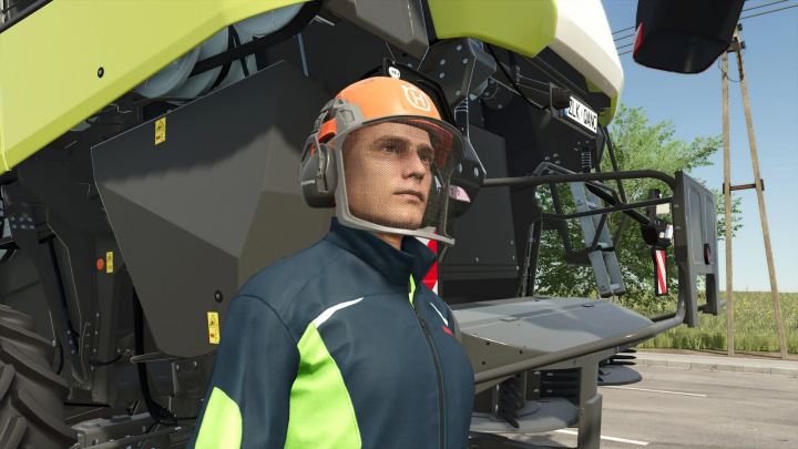 fs25-mods,  FS25 mod Decrease Reverse Beep v1.0.0.0 shows a worker wearing safety gear near a large machine, enhancing Farming Simulator 25 experience.