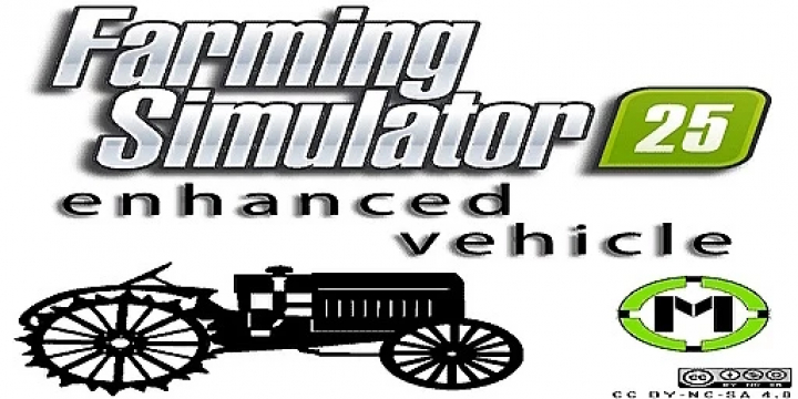 fs25-mods,  FS25 Enhanced Vehicle mod logo for Farming Simulator 25 featuring a tractor graphic.