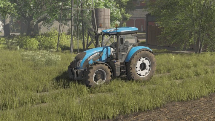 fs25-mods, FS25 Landini 6L T4i-Series mod in Farming Simulator 25, showcasing a blue tractor in a green field.