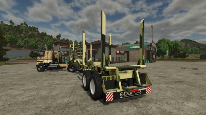 fs25-mods,  FT40 Trailer mod in FS25, showcasing a heavy-duty trailer in a farming environment.