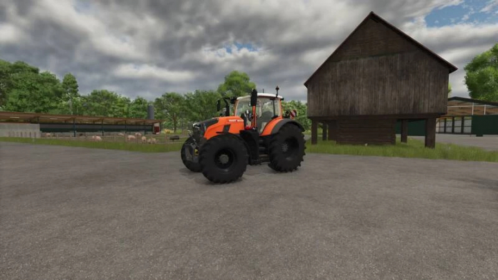 fs25-mods,  Fendt 700 Vario LSN tractor parked on a farm in FS25 mod v1.0.0.0.