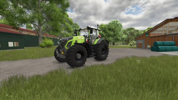 fs25-mods,  Fendt 900 Vario LSN in FS25 mod, featuring adjustable components, parked on a farm road.