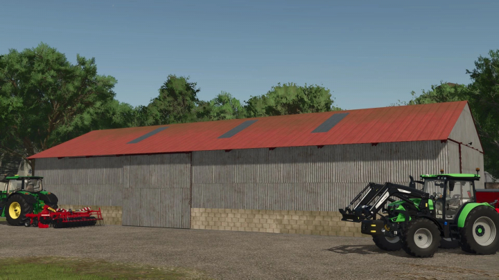 fs25-mods,  FS25 mod Garage 28x11 v1.0.0.0 with tractors, showcasing Farming Simulator 25 mods.