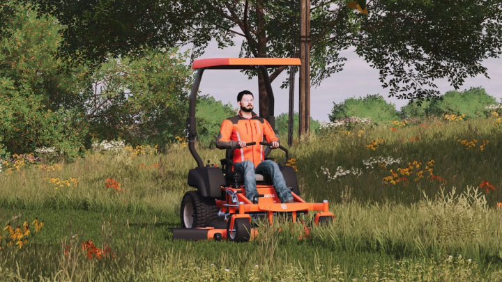 fs22-mods,  FS22 mod Husqvarna MZ54 riding mower in a scenic grassy field.