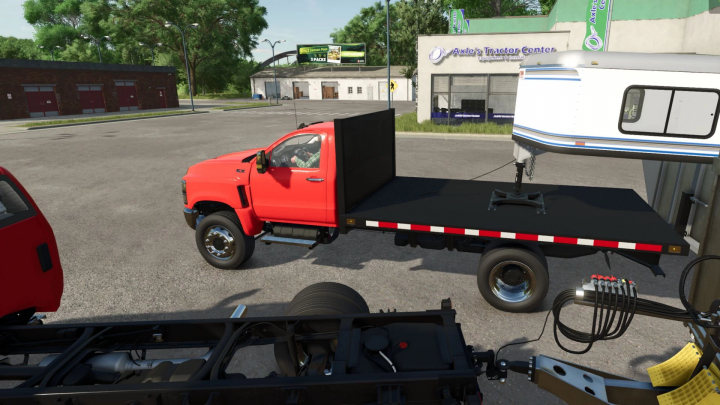 fs25-mods,  FS25 mod showing International CV Series Chassis v1.0.0.3 with a red truck at Axle's Tractor Center.