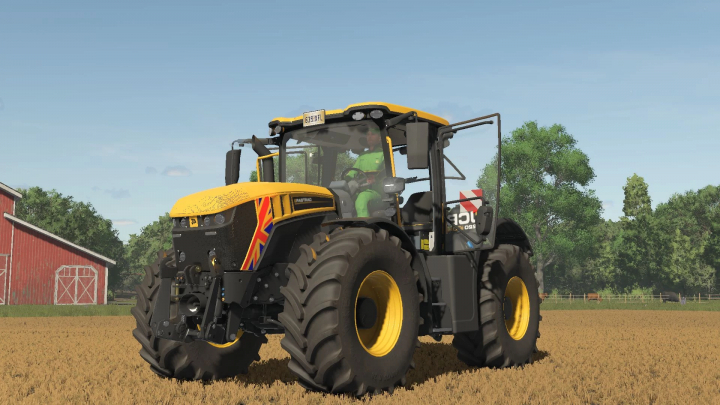 fs25-mods, JCB iCON Pack mod in FS25 displaying a yellow tractor in a field.