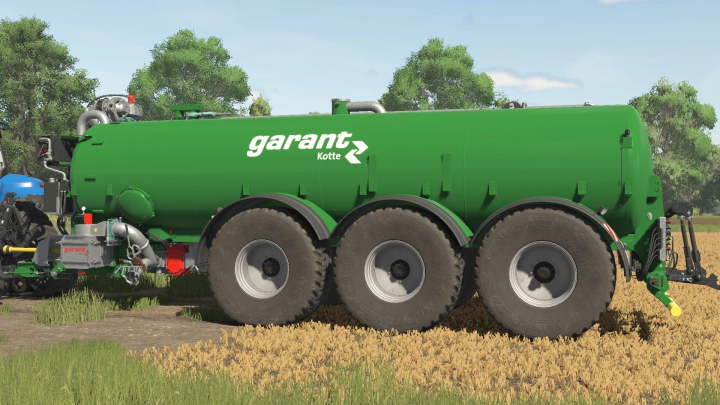 fs25-mods,  FS25 mod Kotte PTR 30000 trailer in a field, featuring a green design with large wheels.