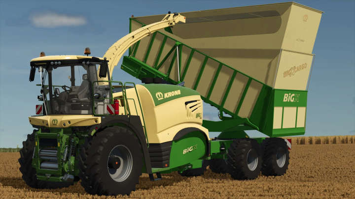 fs25-mods, Krone Big X 1180 Cargo mod in Farming Simulator 25, showcasing a harvester with cargo capacity in a field.