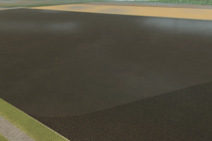 fs25-mods,  Richmond Map v1.0.0.0 in FS25 mods, showcasing a vast, plowed field ready for farming.