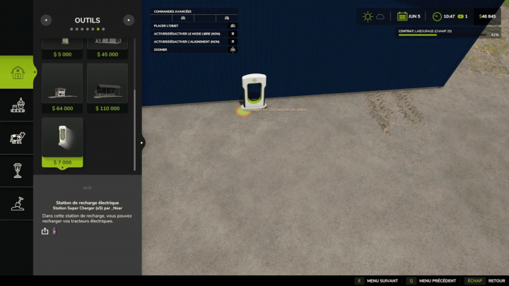 fs25-mods,  FS25 mod image showing Super Charger Station x5, a tool for charging electric tractors, priced at $7,000 in Farming Simulator 25.