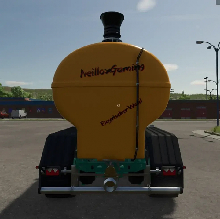 fs25-mods, Ult24 NeilloxGaming trailer mod for FS25, featuring a yellow tank in a parking lot setting.