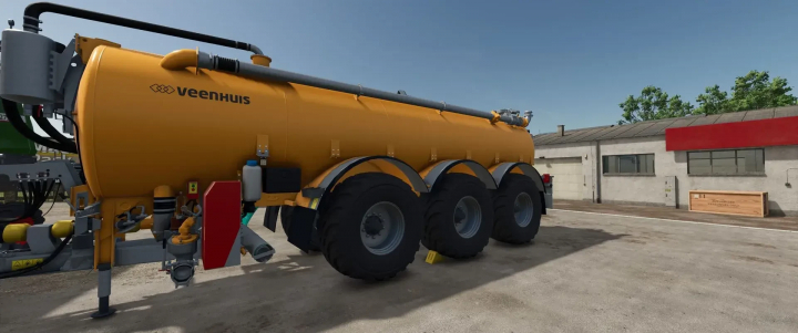 fs25-mods,  FS25 Veenhuis Pack mod features a yellow slurry tank in Farming Simulator 25.